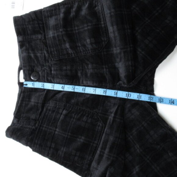 Anthropologie Maeve The Colette Cropped Wide Leg Corduroy Plaid Pants Black 27 - Picture 7 of 13
